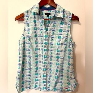 Talbots Sleeveless Button Up Flip Flop Shirt 10 P